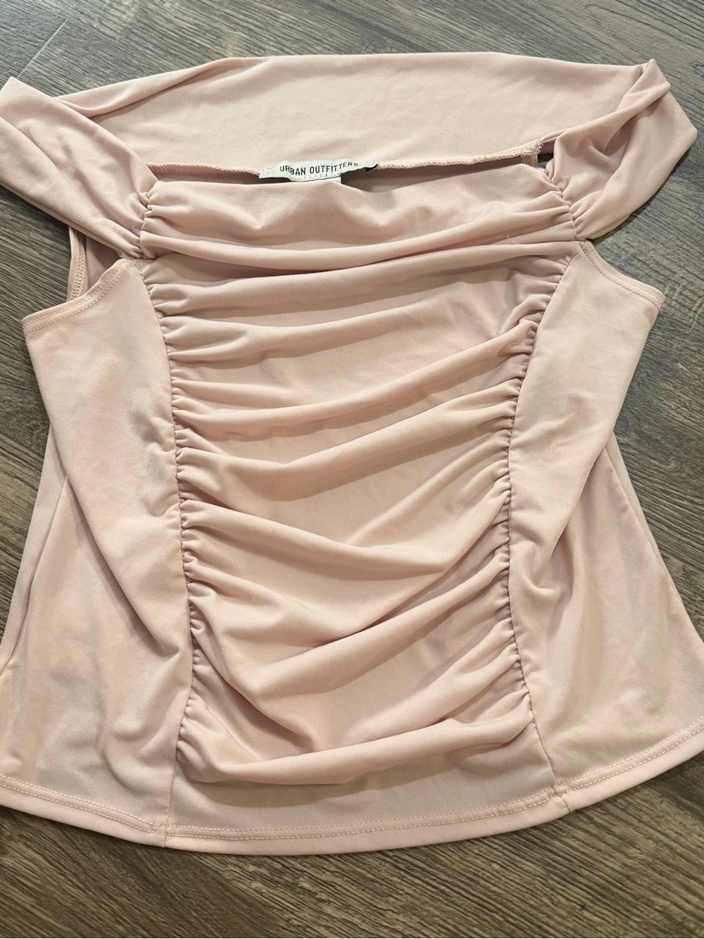 Urban Outfitters Pale Blush Ruched Off-Shoulder Camisole